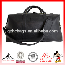 Weekender Bag in schwarzem Leder - weitermachen Duffel Tote Bag mit Messing Finishing